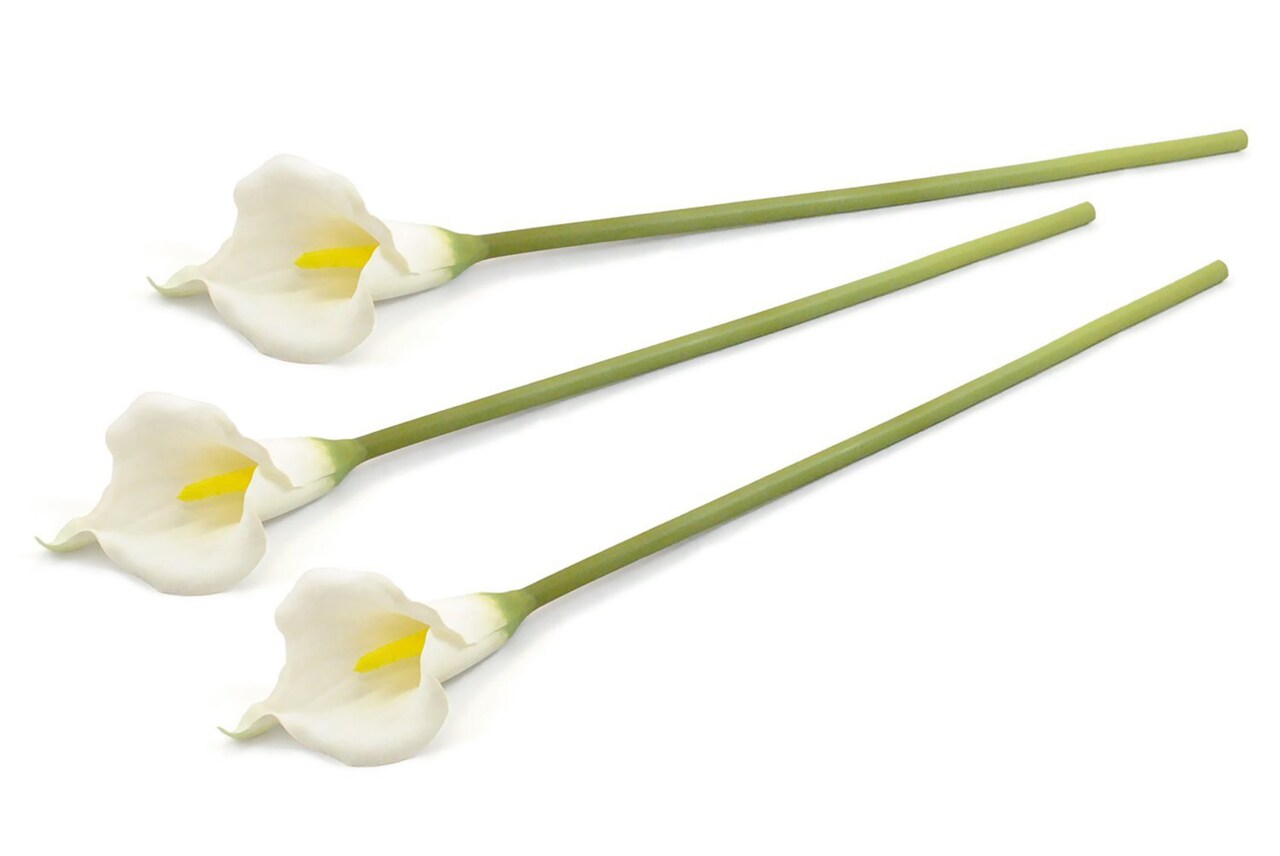 CC Home Furnishings Set of 3 White Artificial Long Stem Calla Lilies 26"